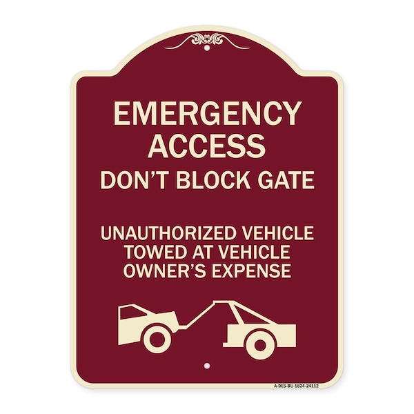 Emergency Access Don't Block Gate Unauthorized Vehicles Towed at Vehicle Owners Expe, BU-1824-24112